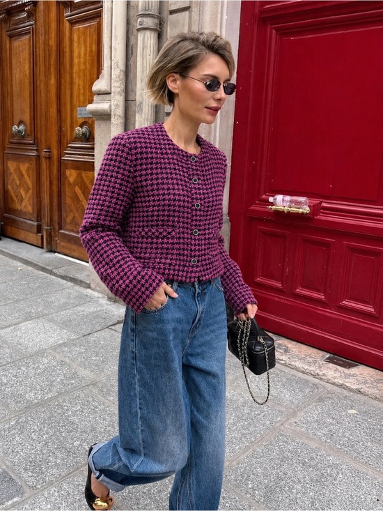 Zara Jackets & Blazers - Zara Pink & Black Houndstooth Utility Jacket